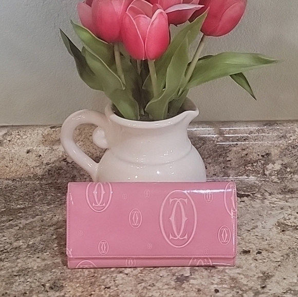 Cartier Handbags - Cartier Pink Patent Leather Happy Birthday Limited Edition Wallet
